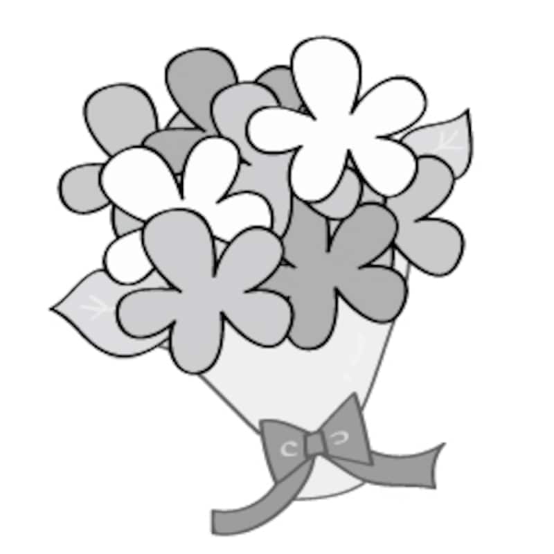 花束　イラスト　白黒　かわいい