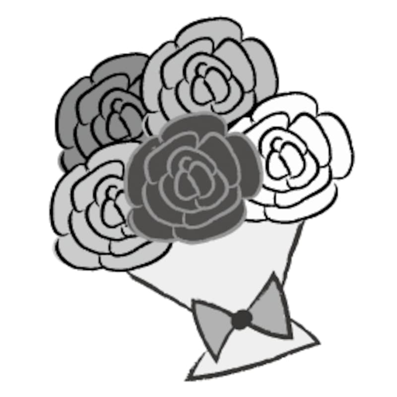 花束　イラスト　白黒　かわいい