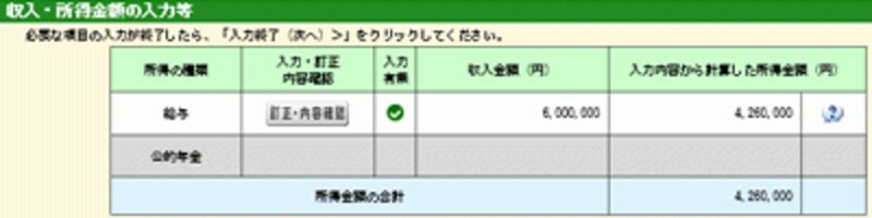 収入・所得金額の入力等