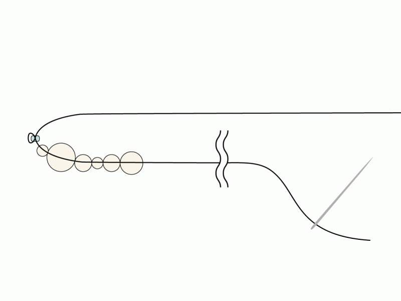 1つ通すごとに糸端に寄せましょう。