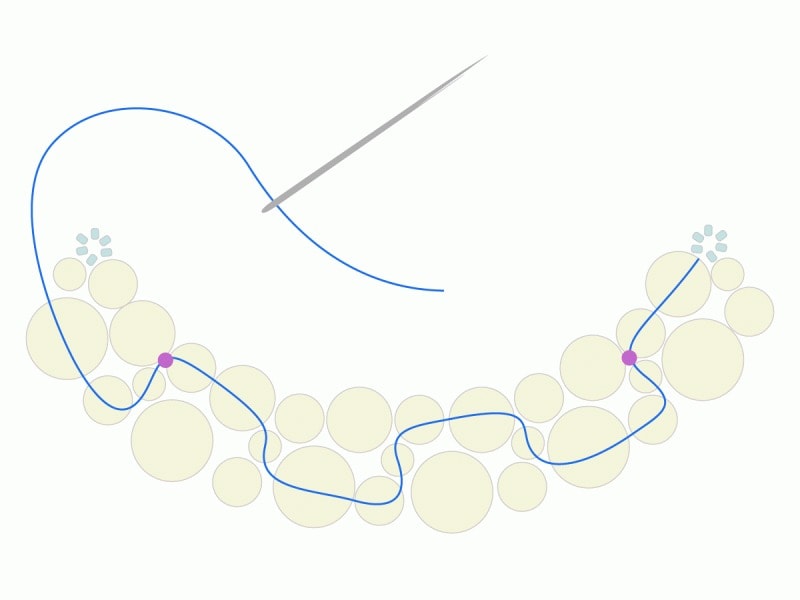 玉どめでさらに糸の緩みがなくなります。