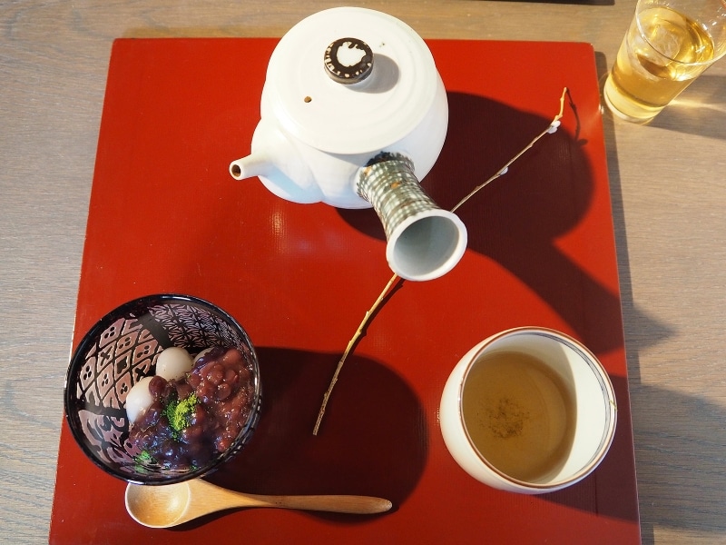 白玉ぜんざい＆棒茶＠茶房一笑