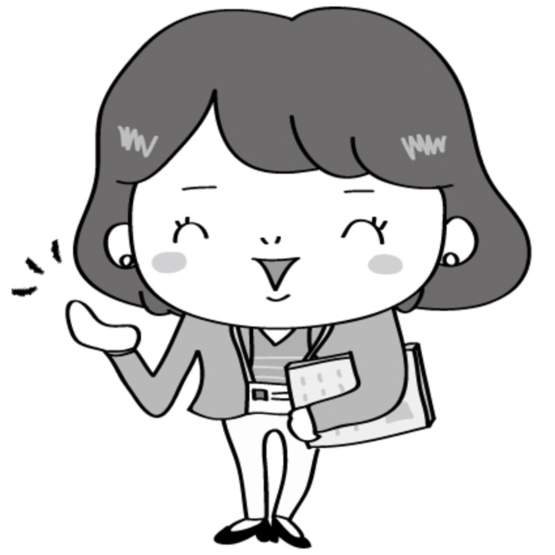 【モノクロ】案内をする女性会社員です。