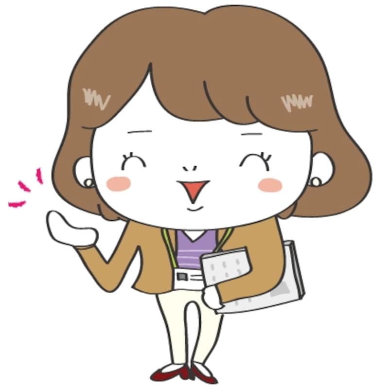 【カラー】案内をする女性会社員です。