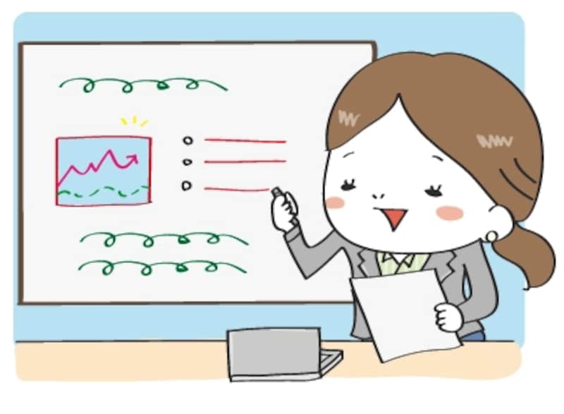 【カラー】プレゼンの様子のイラストです。