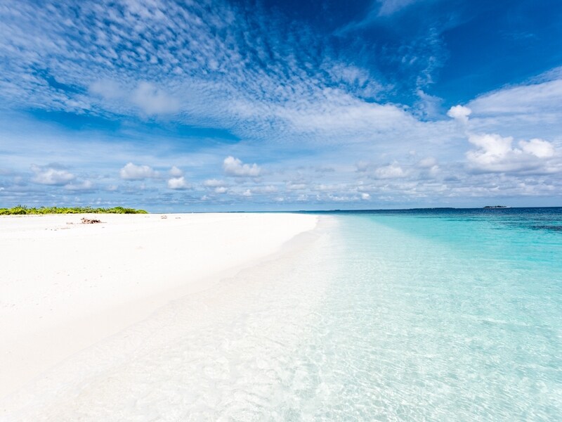 リゾートが管理するサンドバンクでスノーケリング＆ピクニック。青いグラデーションの 風景が、地球の美しさを再確認させてくれます