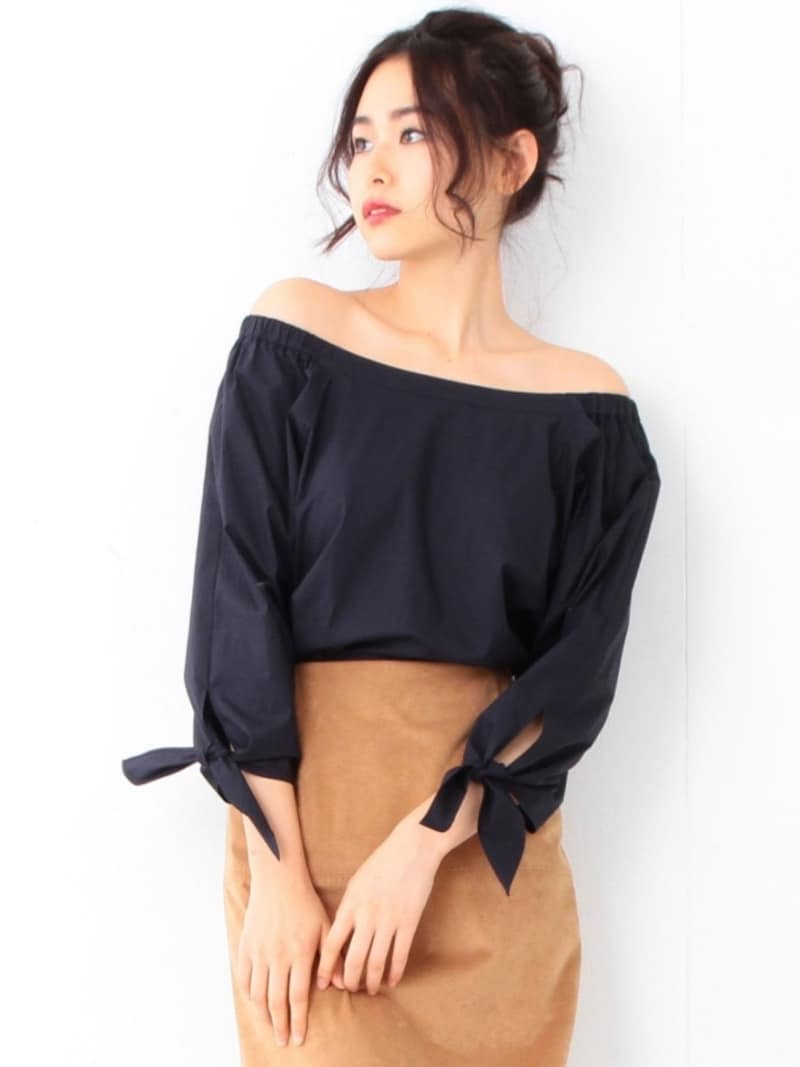 (デミルクス ビームス) Demi-Luxe BEAMS / タイプライター オフショルダーブラウス