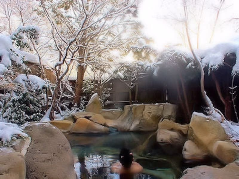 福地温泉湯元長座の雪見露天風呂