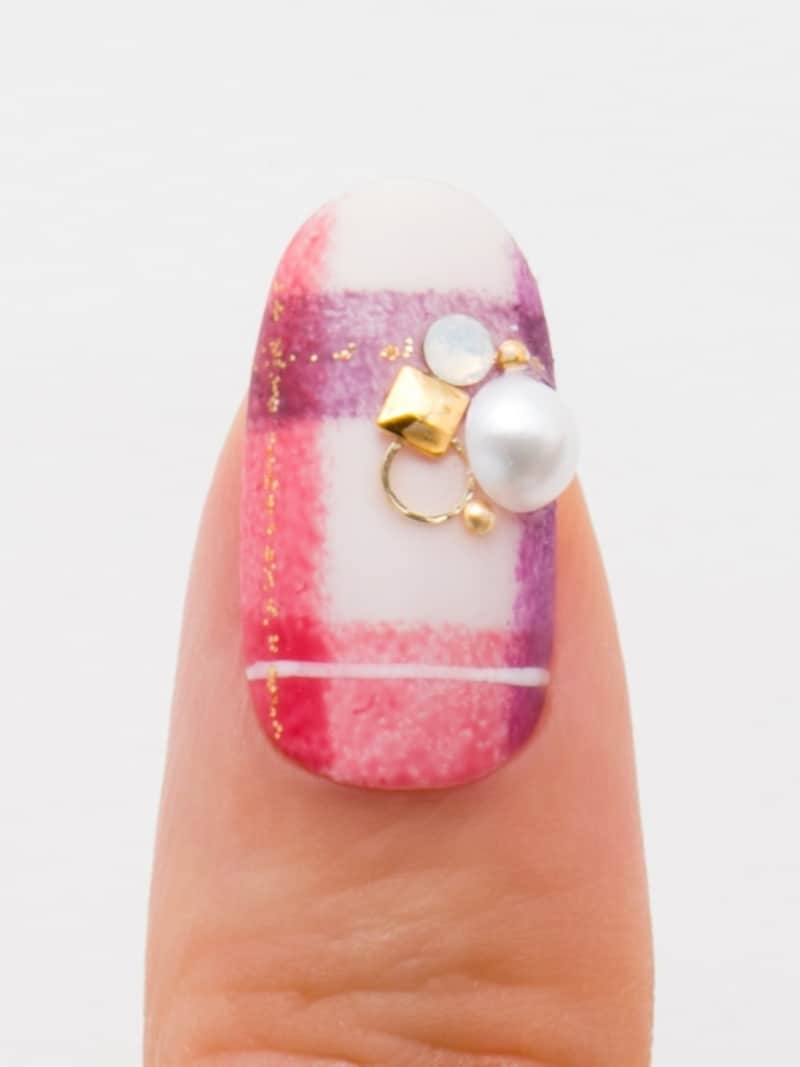 赤×紫色の大人かわいいチェック柄が完成!