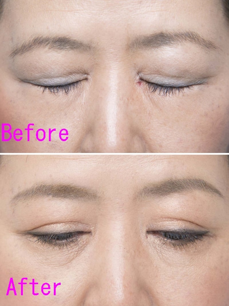 (上)NG下がり眉undefined(下)OKフラット眉