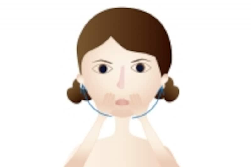 フェイスラインにオイルをつける