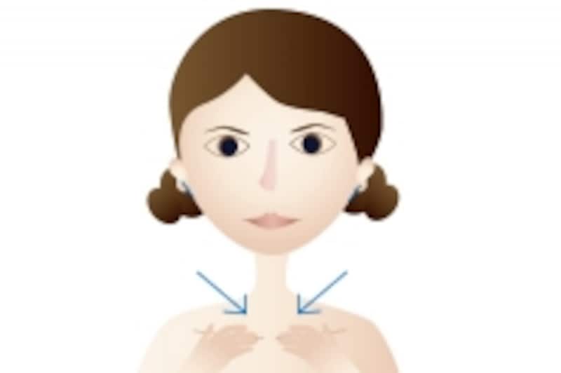 鎖骨の付け根を押す