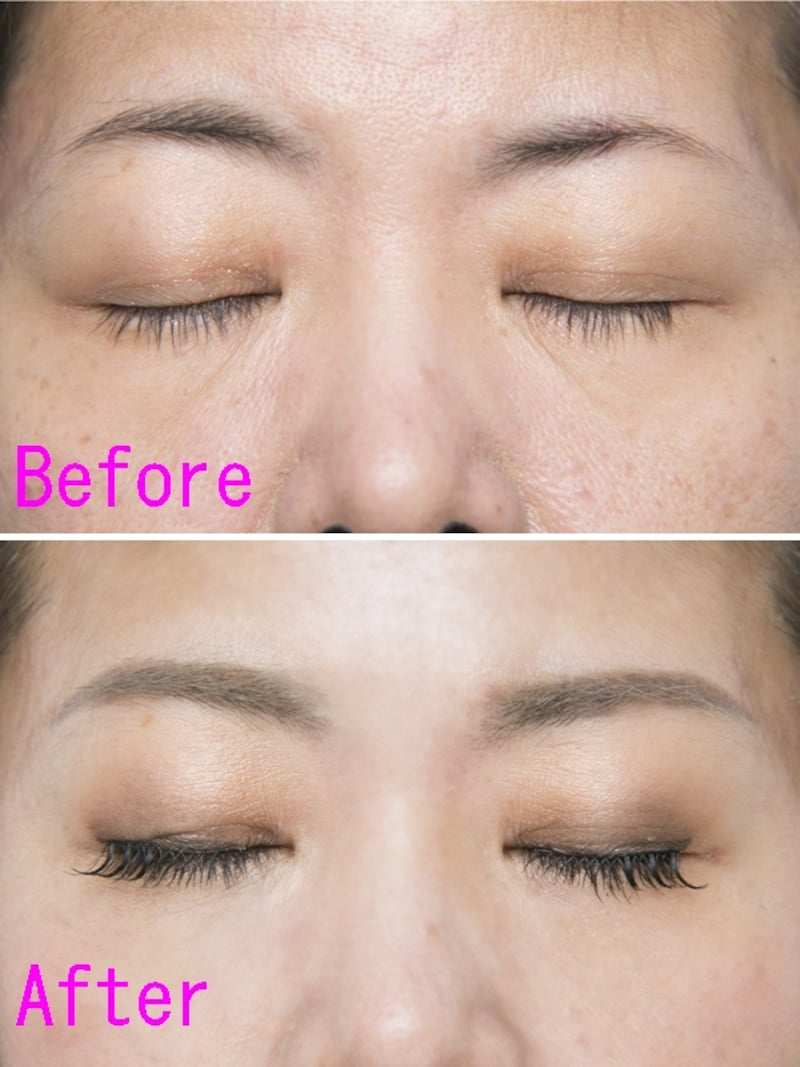 (上)NGすっぴん眉(下)ナチュラル「上昇」カーブ眉