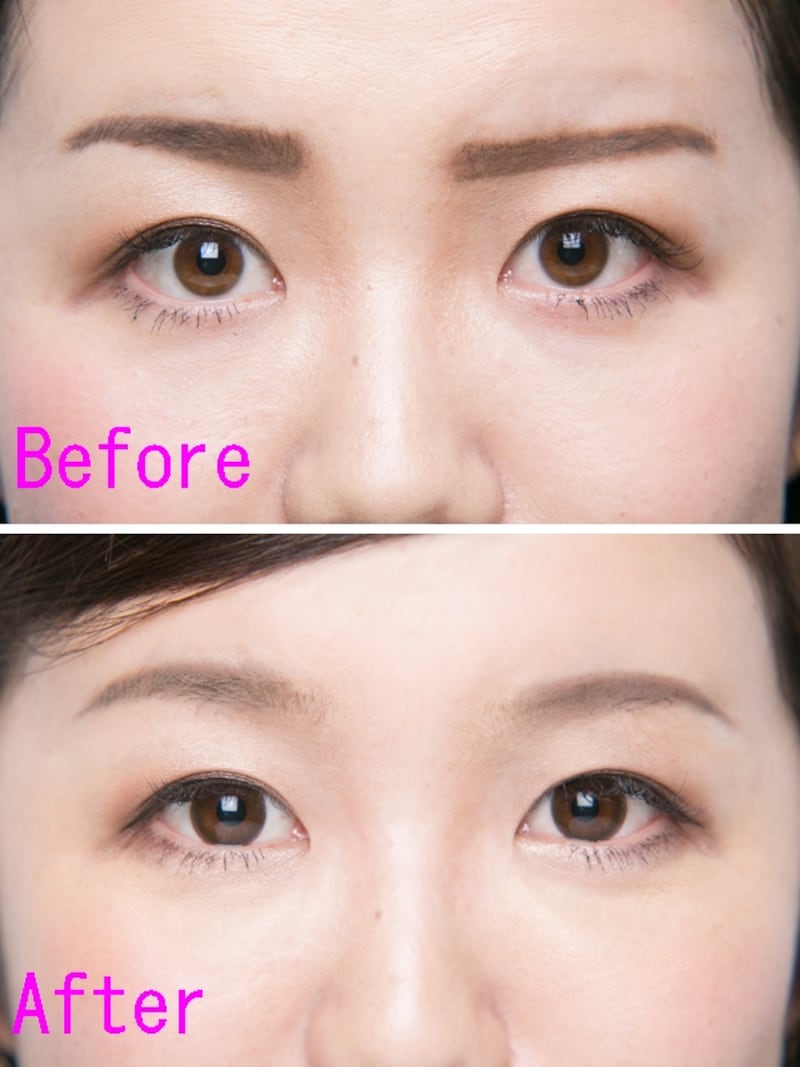 （上）NGまる目メイク（下）OK切れ長メイク