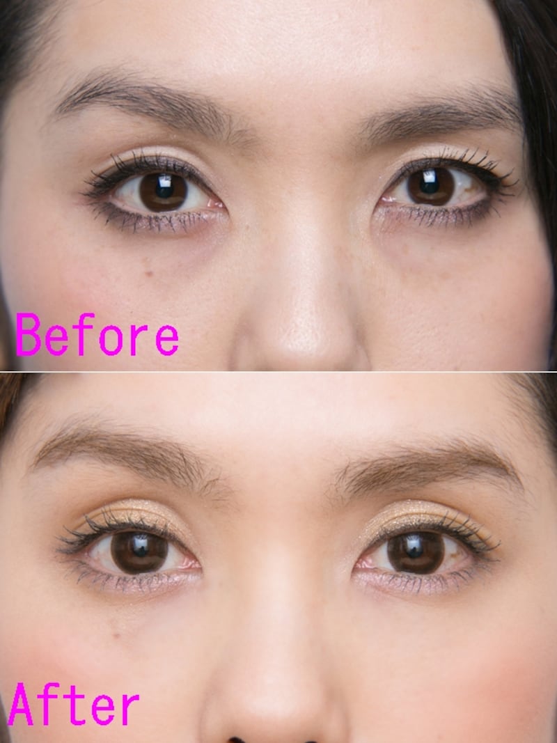 (上)NG目力強すぎメイク(下)OKアイラインなし爽やかメイク