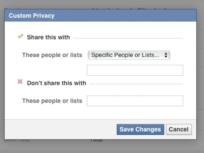 ［Share this with］で、性別をオープンにするユーザー名を入力。または、「Don't share this with」で、性別を知られたくないユーザー名を入力