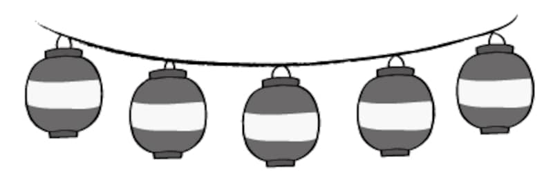 ちょうちん 夏祭り イラスト 白黒 かわいい