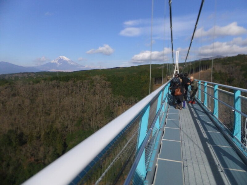 三島スカイウォーク（8）／富士山を見ながら吊り橋を渡る