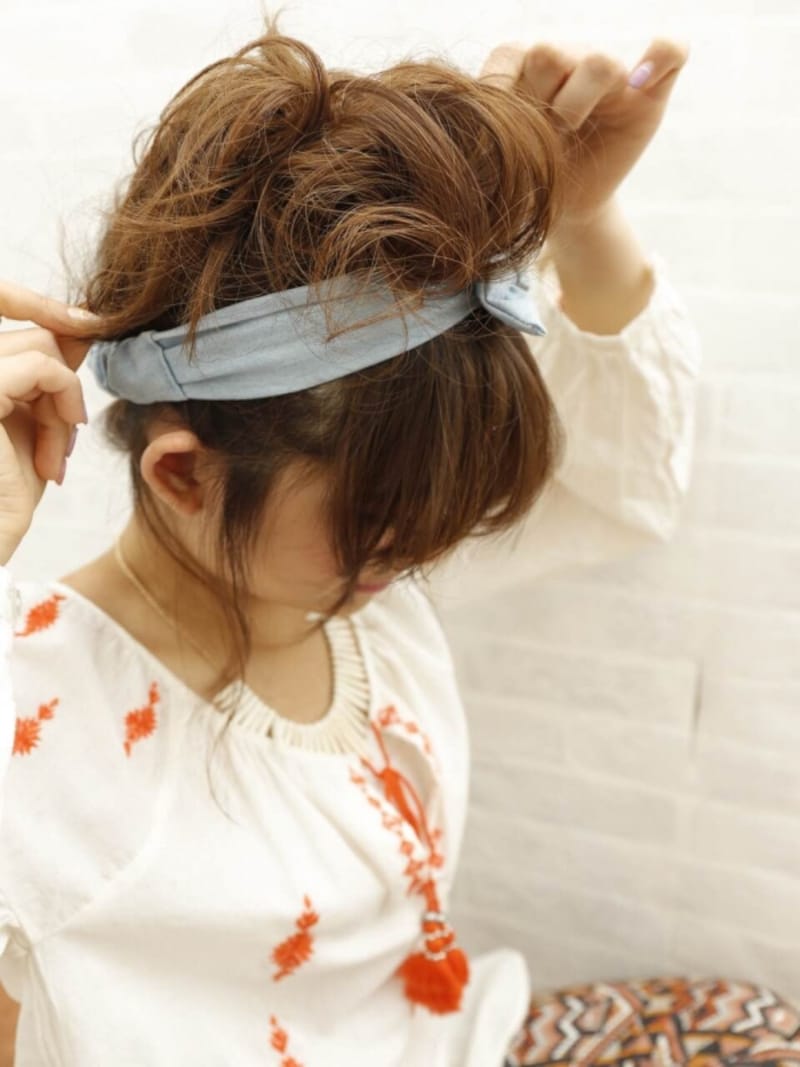 ターバンをつけて崩す