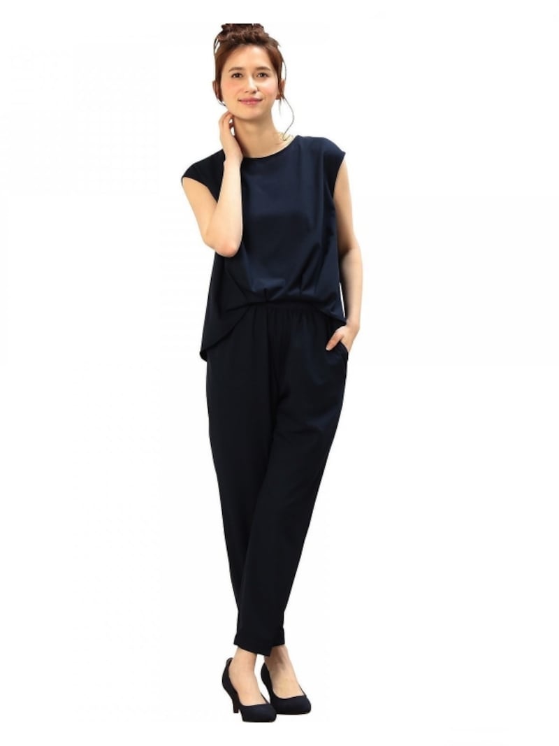 (ユナイテッドアローズグリーンレーベルリラクシング) UNITED ARROWS green label relaxing ジョーゼット オールインワン ネイビー