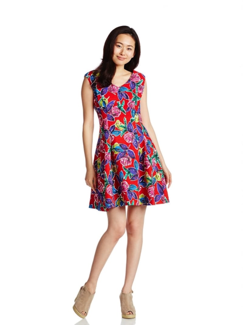 (リリーブラウン)Lily Brown バラ柄Xラインワンピース