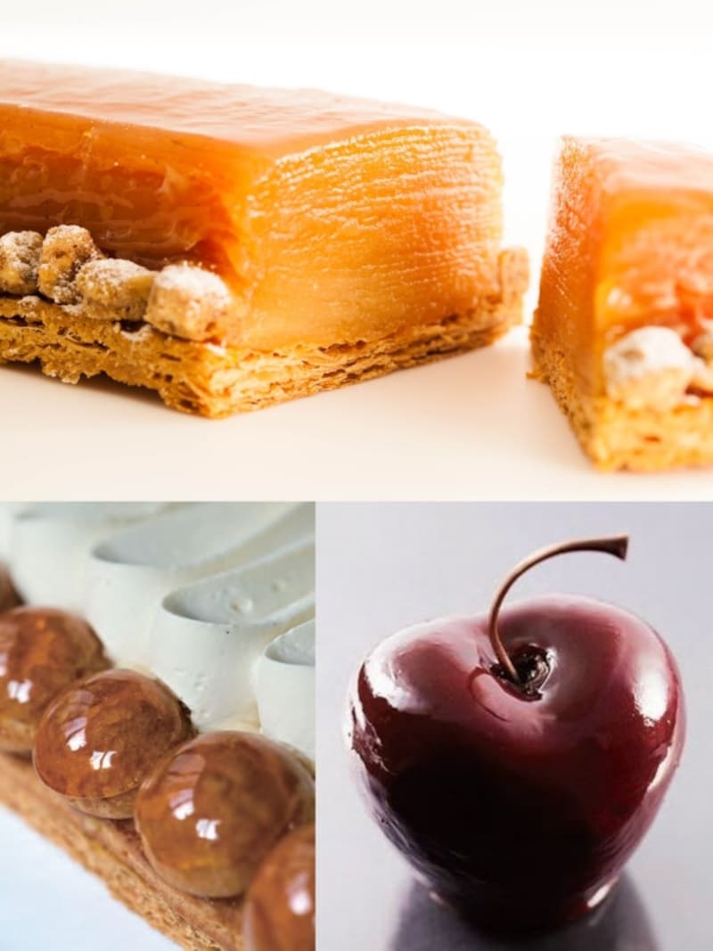 「ラ・パティス「ラ・パティスリー・デ・レーヴ」の「タルトタタン」（S：税別600円、M：税別2000円）、「サントノーレ」（S：税別500円、M：税別1,800円）、「スリーズ」（税別600円）リー・デ・レーヴ」の「タルトタタン」（カット税別600円、ホール税別2000円）、「サントノーレ」（税別500円）、「スリーズ」（税別600円）