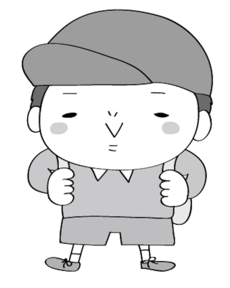 男の子 遠足 イラスト 白黒 かわいい