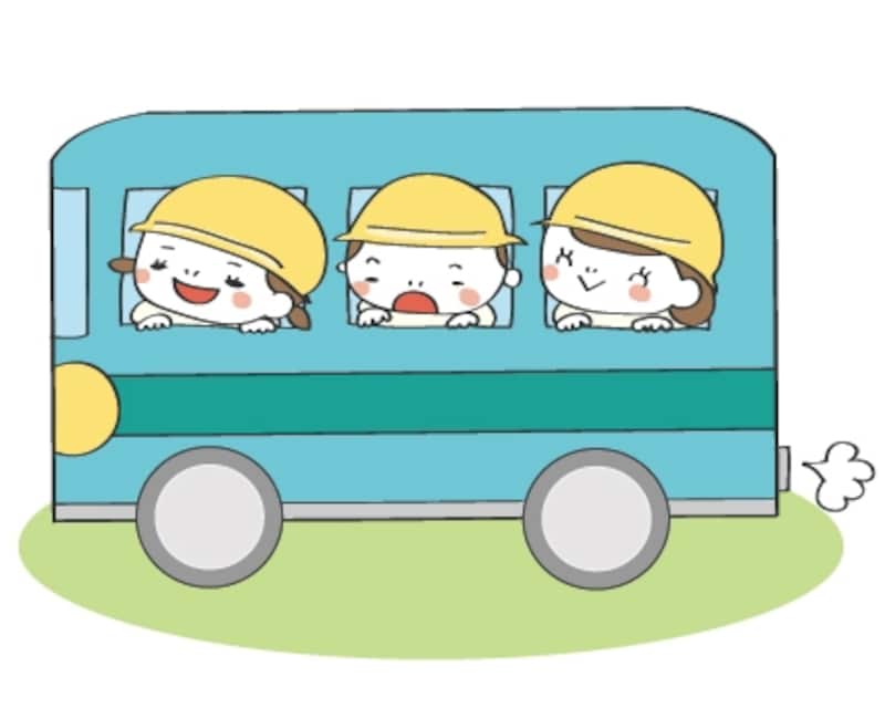 バス 遠足 イラスト カラー かわいい