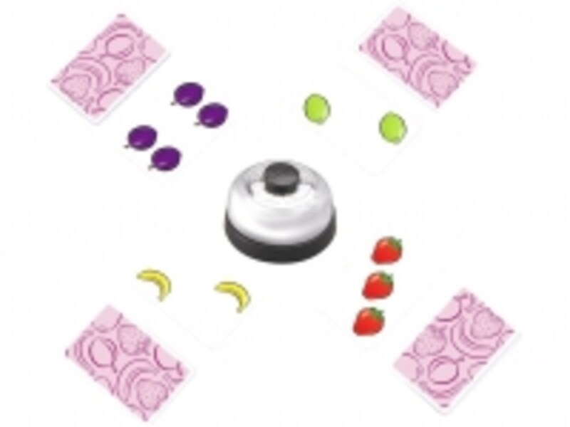 同じ果物の合計が5になったらベルを鳴らして勝ち！