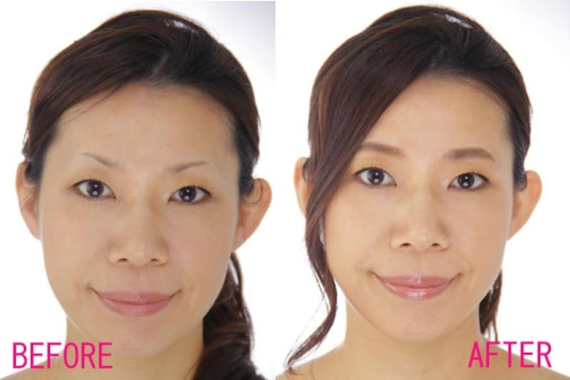 左:BEFORE 抜きすぎ眉undefinedundefined右;AFTER 自然な太眉