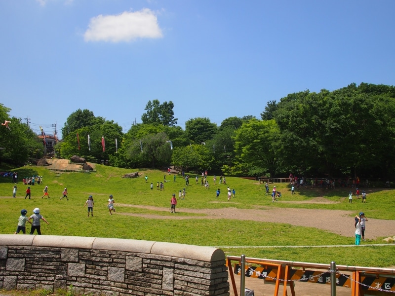 緑がいっぱいの公園だ。広い公園でトイレは３カ所ある。