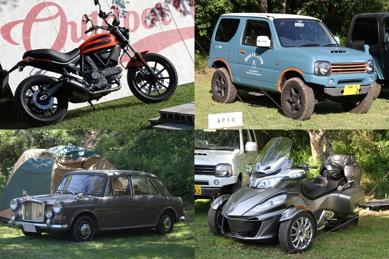 ビンテージカーからカスタムされたスズキ ジムニー、さらには今流行りの三輪バイクで来場する人も!