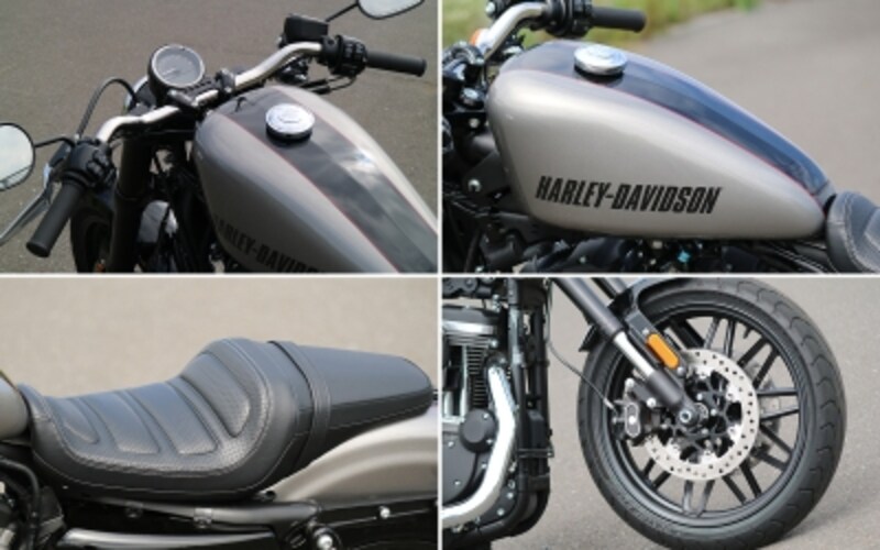 スポーツスター本来のスタイリングを軸に、フロント19 / リア18インチホイール化、コンチ型ハンドルバー、ガンファイターシートなど、オリジナリティがふんだんに付与されたハーレーダビッドソン ロードスター