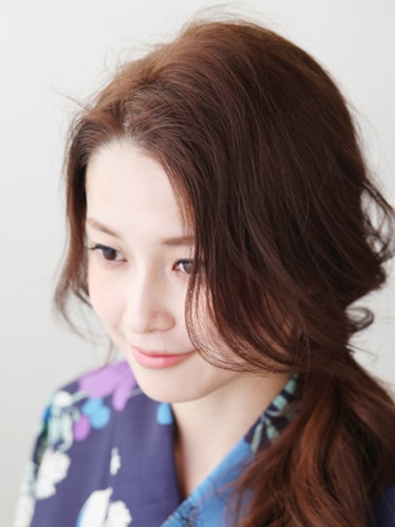 左目が半分隠れるくらいを目安に崩していく