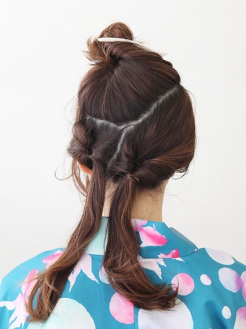 3つにブロッキングして、それぞれをくるりんぱ