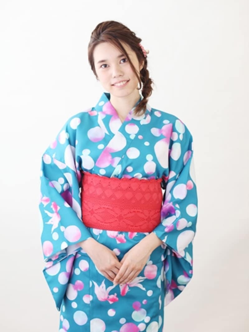 金魚×水玉のレトロポップな浴衣