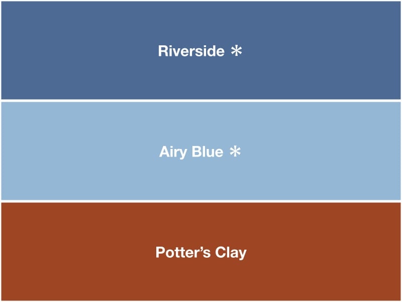 リバーサイド、エアリーブルー、ポッターズ・クレイ