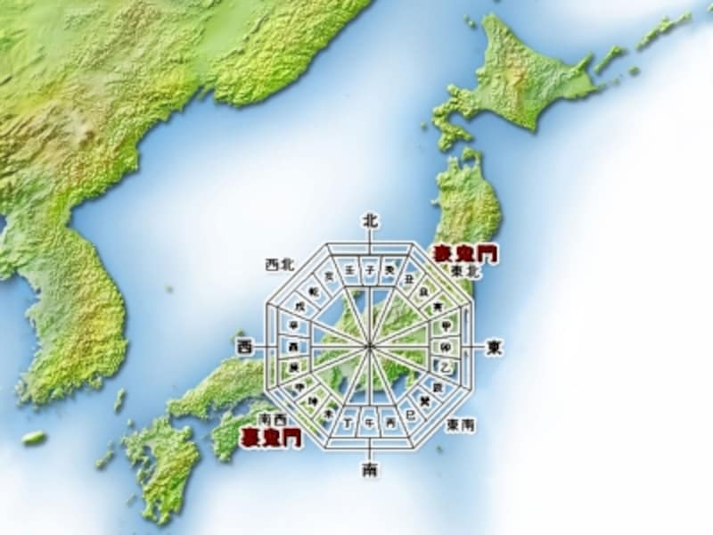 羅針盤と日本地図