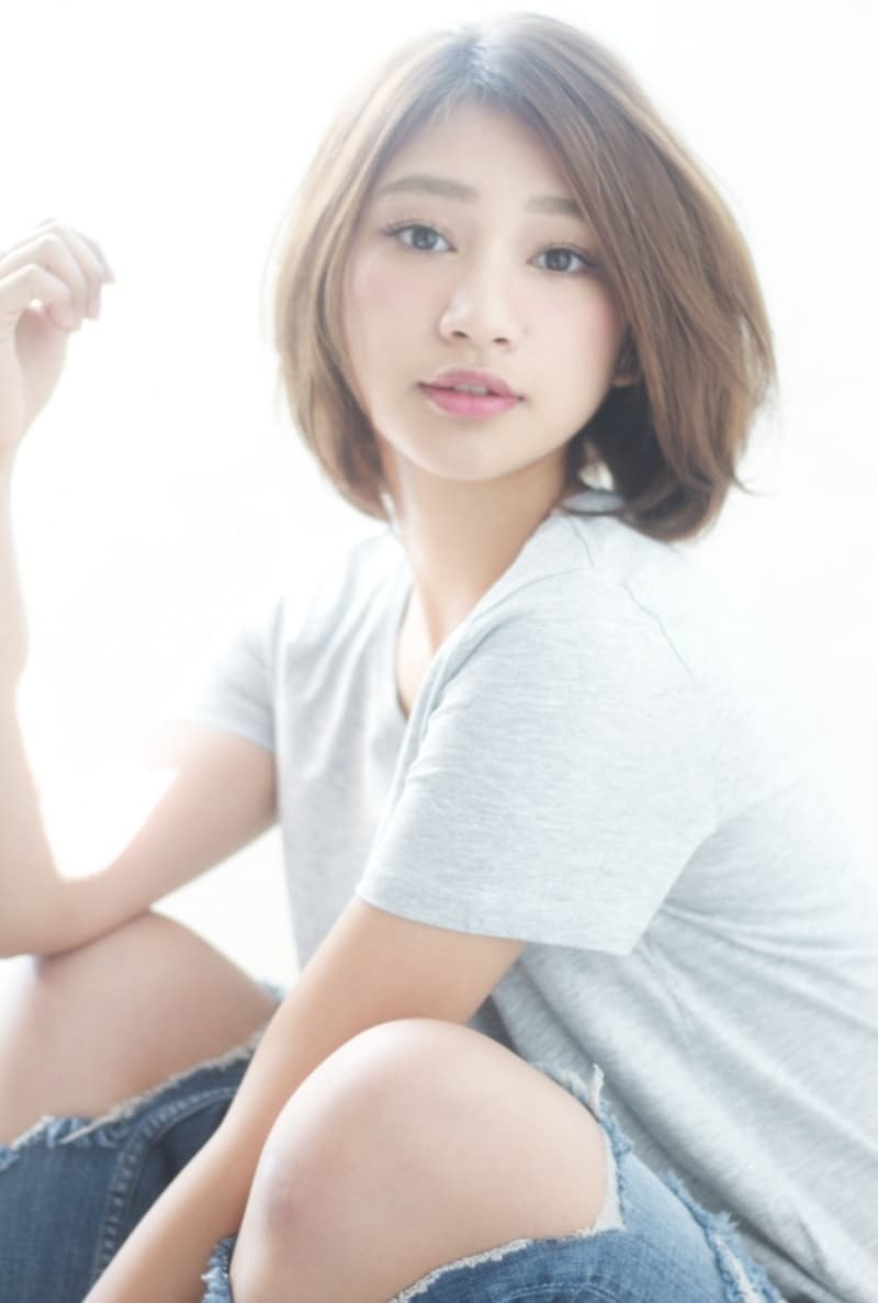 前髪なしパーマなしカジュアルショートボブ