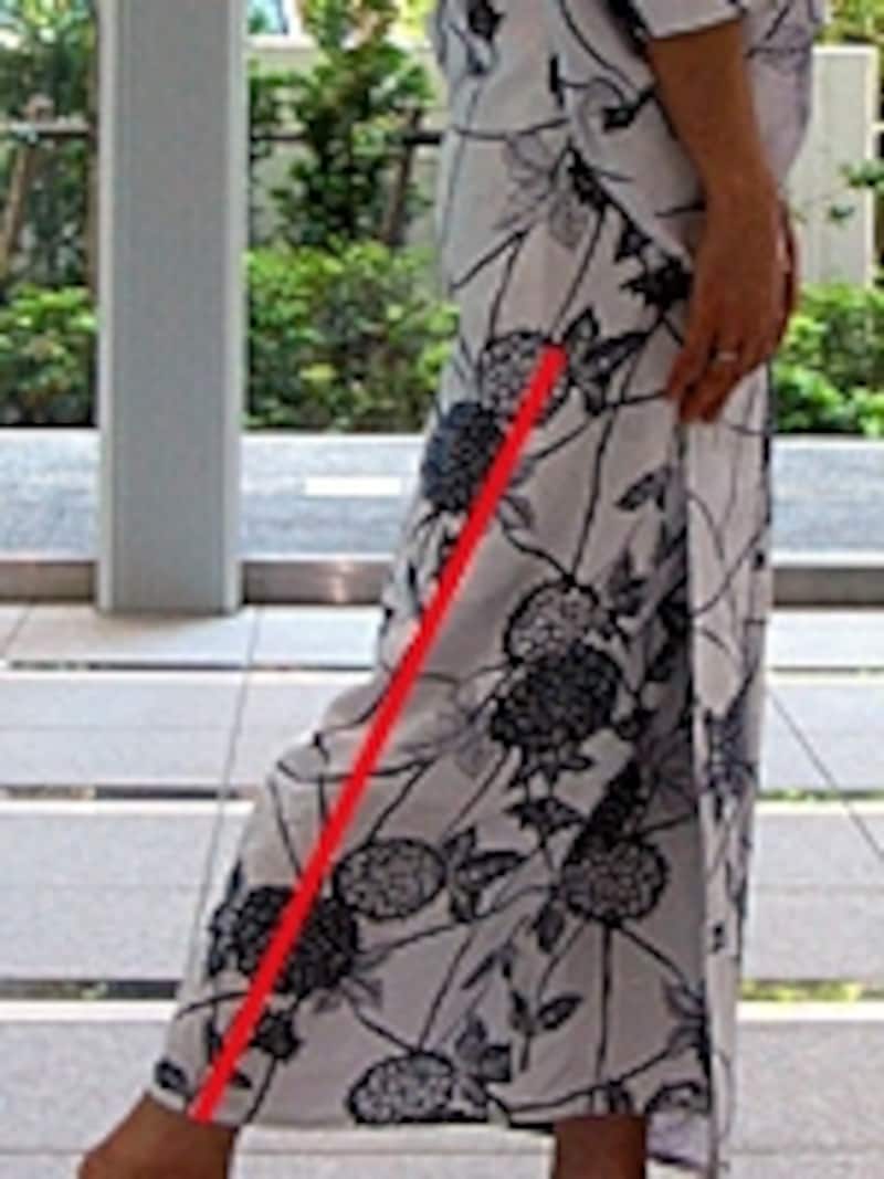 後ろ脚の膝が曲がらないように