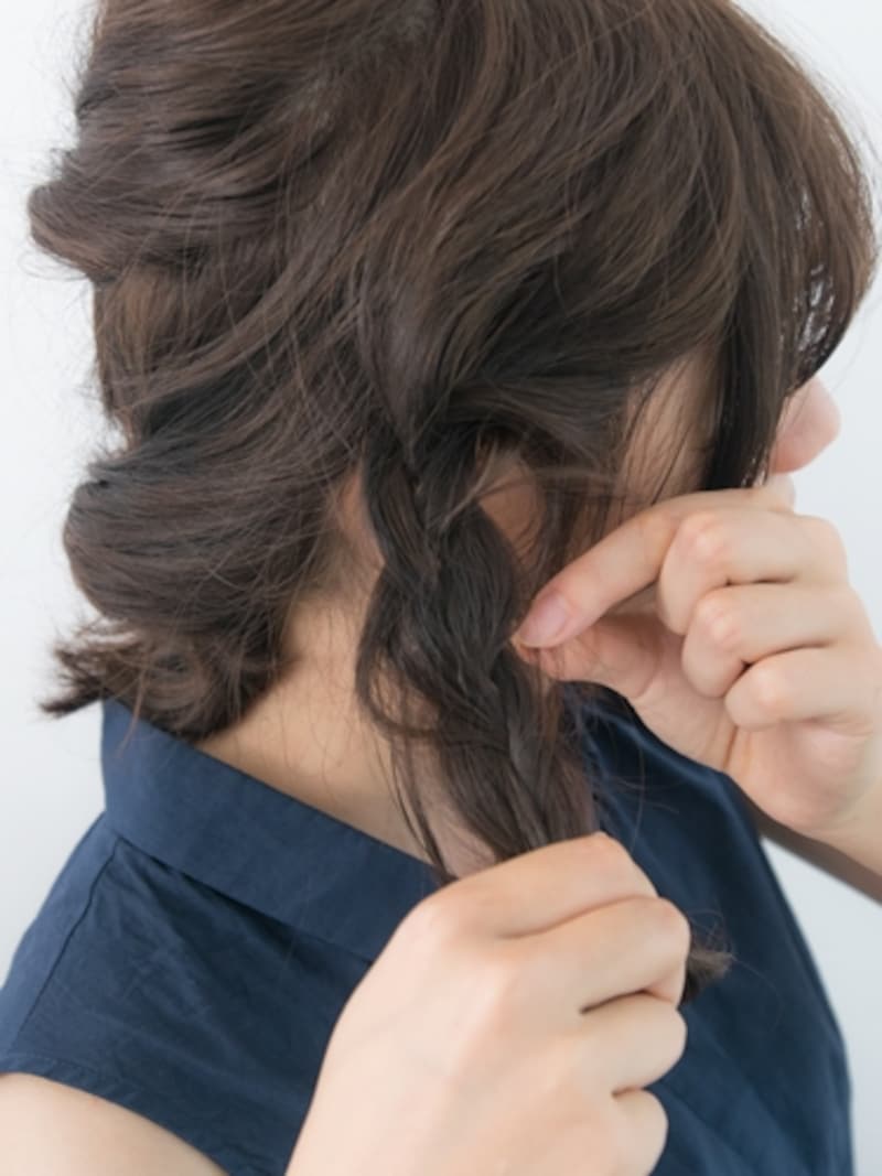 編み目の表面を引き出すように崩す