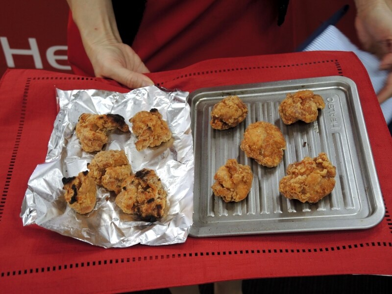 冷凍の唐揚げも過熱水蒸気なら焦げずに中心まで温かく仕上がる