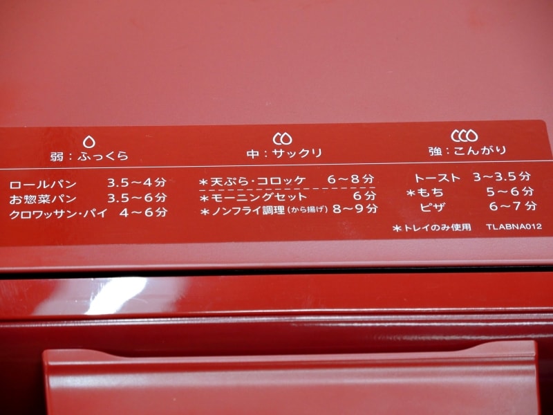 タイマー設定時間の目安は本体に表記