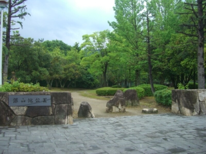 元からの自然林をそのまま残している深山池公園は駐車場も併設。