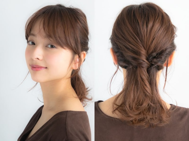 伸ばしかけヘアアレンジのやり方