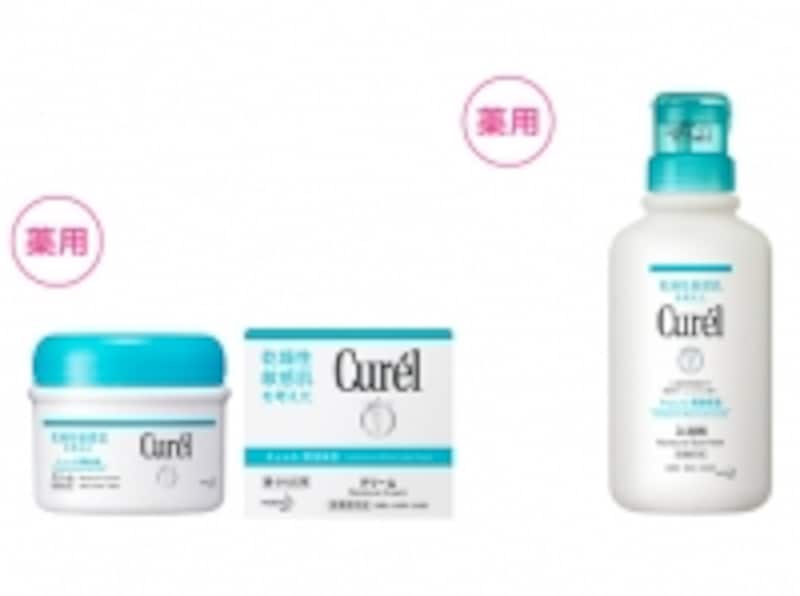 キュレル 入浴剤 【医薬部外品】(右)荒れ性・しっしんに、キュレル クリーム 【医薬部外品】(左)荒れ性に。肌荒れを防ぐ