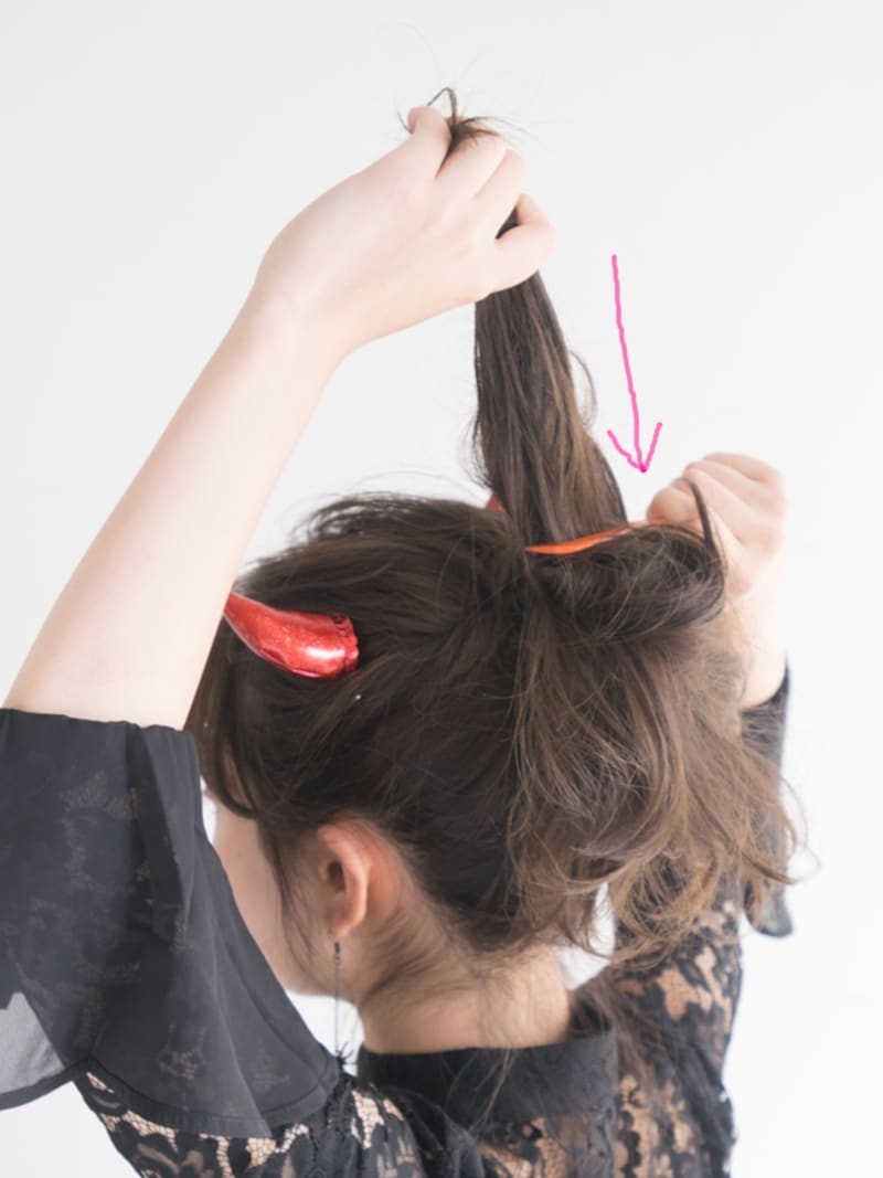 毛束の真ん中あたりから始める