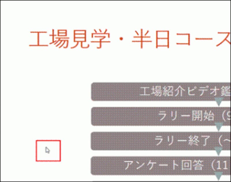 スライドショーでは、通常のマウスポインターは矢印の形状だ。「Ctrl」+「P」キーを押すと・・・