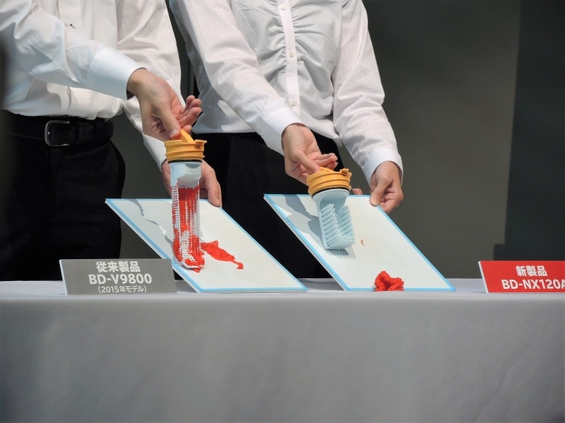 従来形状と比べると、糸くずの取れやすさがここまで異なる