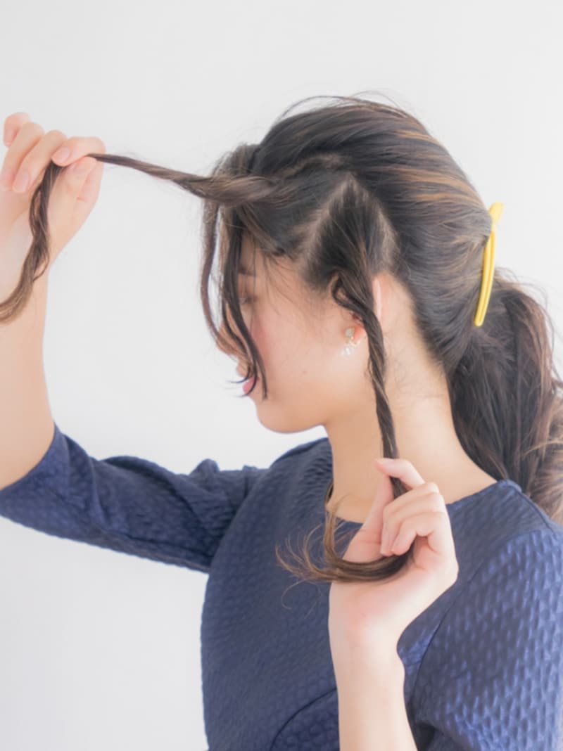 斜めに分けると、スライス線が隠れる